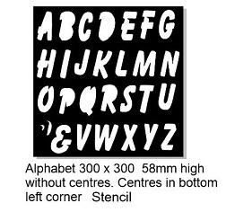 Alphabet 300 x 300  No centres in. Centres in left bottom corner